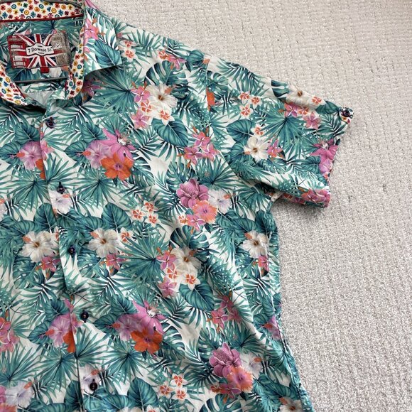 7 Downie St Couture Shirt Mens 6 Tropical Floral AOP Short Sleeve Button-Up - Picture 4 of 16